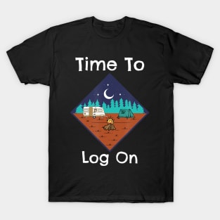 Funny Camping Retro Time To Log On Camping T-Shirt